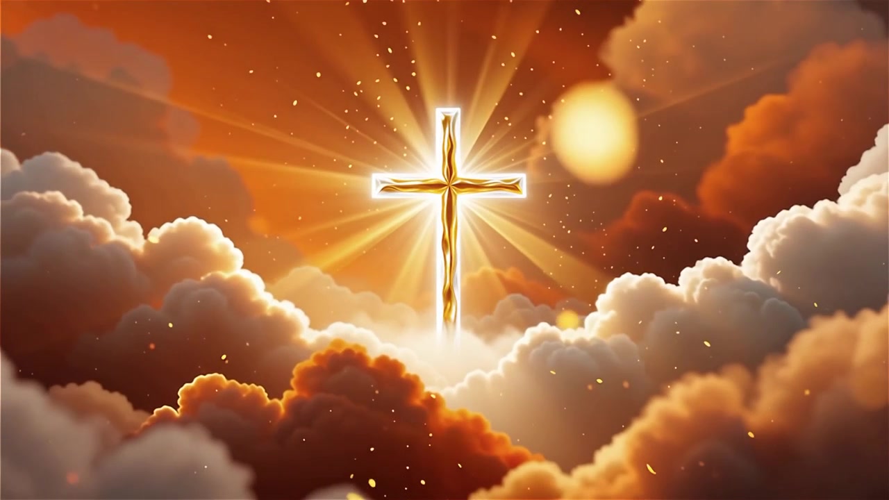 Christian Cross Heavenly Light Worship Background