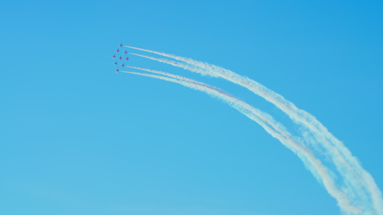 Aerobatic airplanes in the sky