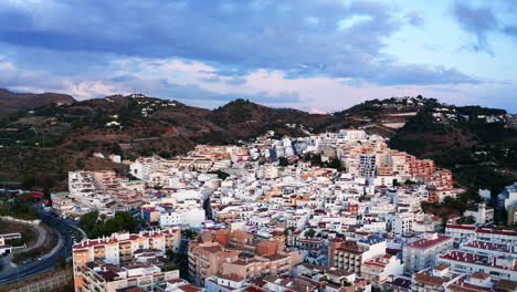 amazing aerial view with sunset over la herradura, granada, andalusia