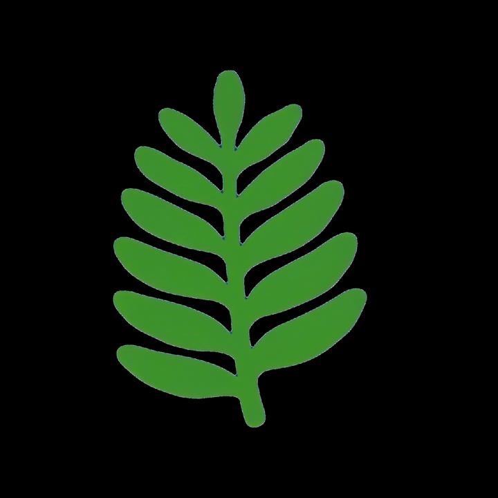 Animated Green Fern Leaf Icon on Black Background