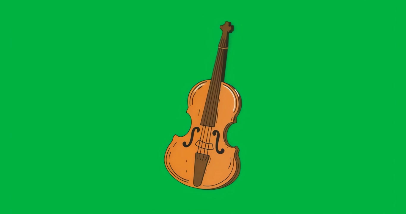 Violino stilizzato che si illumina con bordo blu su sfondo trasparente, mostrando un concetto di design musicale