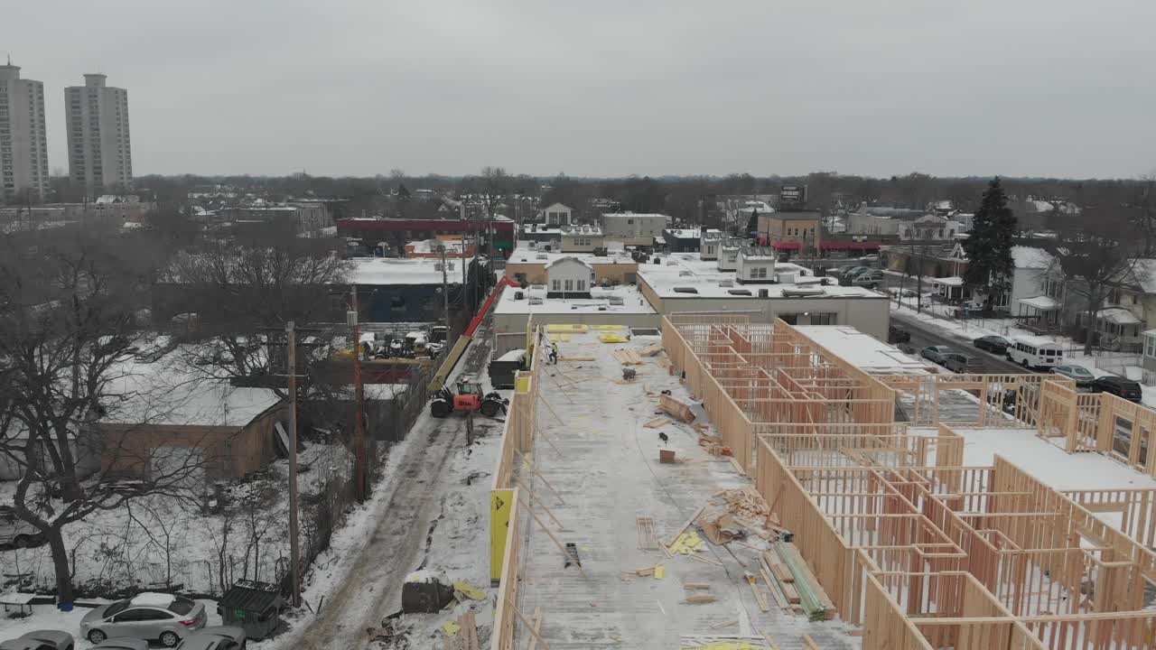 building in construction seen from above