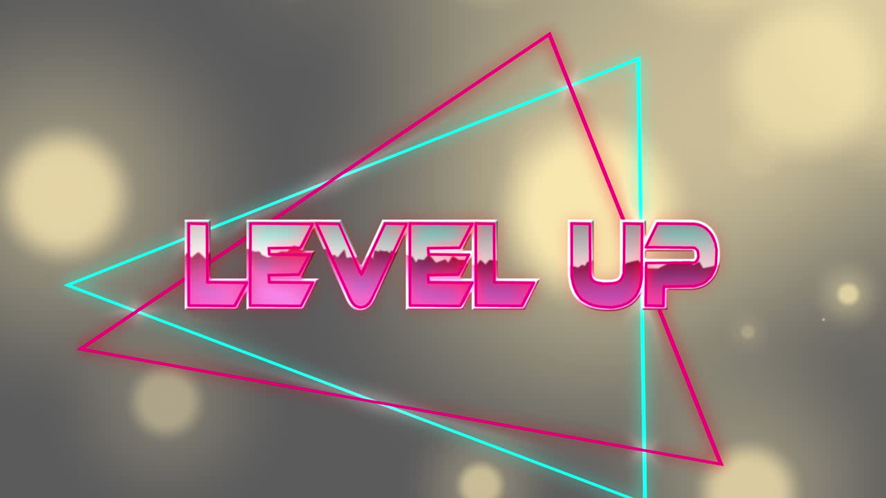 animación de texto de nivel superior sobre puntos de luz sobre fondo negro