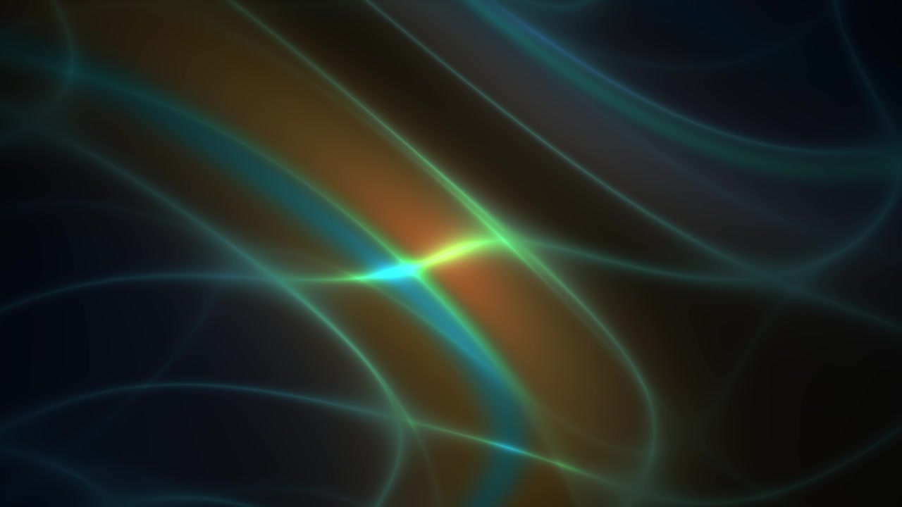 Abstract Glowing Blue and Green Light Waves Moving on Dark Background
