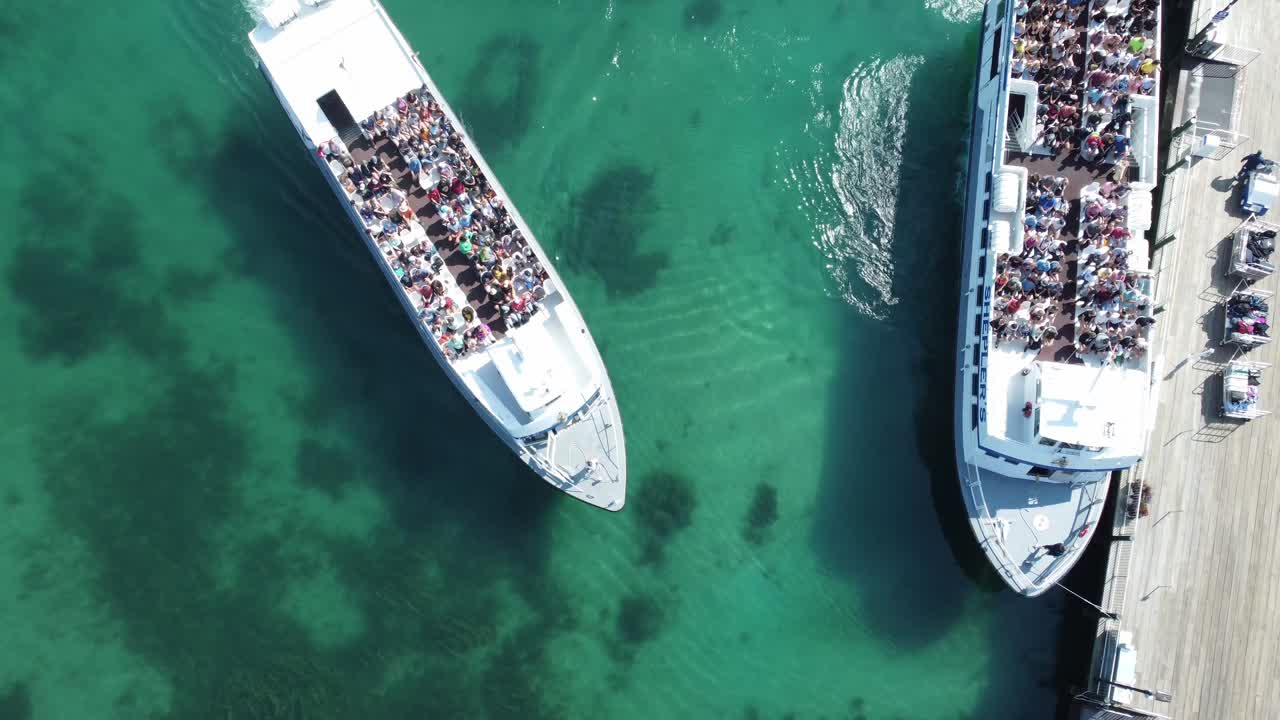 Overhead of Yacht docking on pier