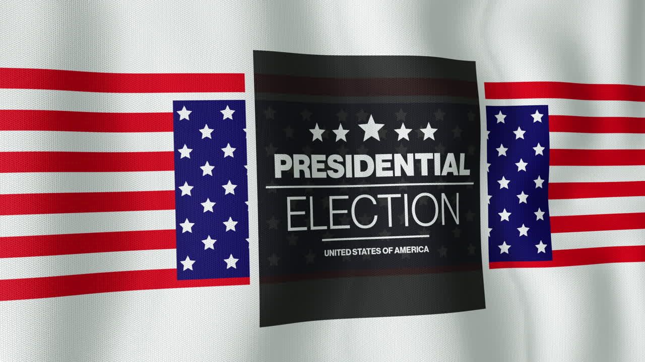 Animation of presidential election text over american flag