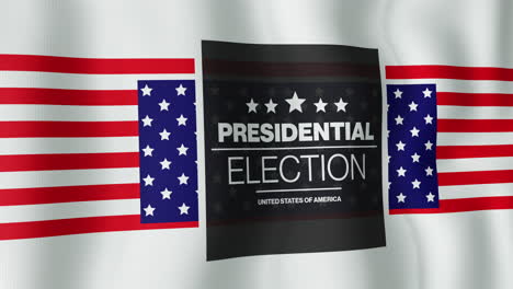 animation of presidential election text over american flag