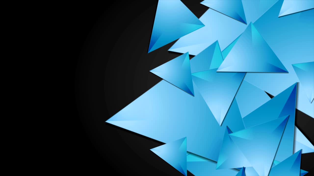 Blue polygonal shapes on black background motion design