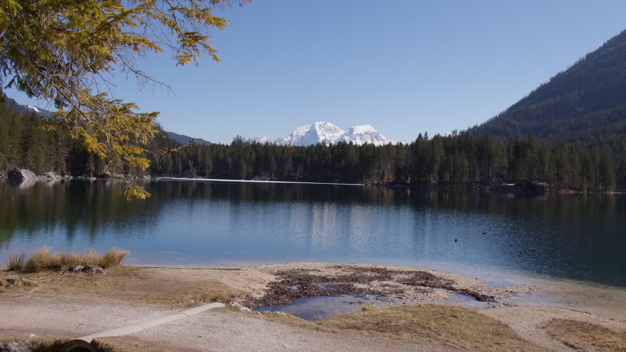 Tranquilness Of Hintersee Lake In The Berchtesgaden National Park, Germany. Wide Shot
