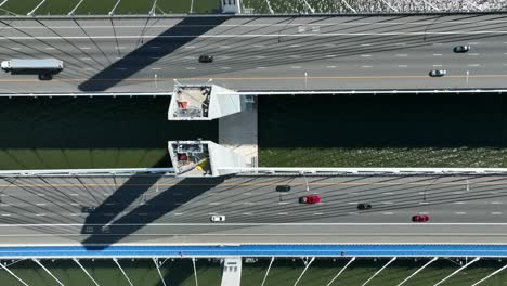 Top-down-aerial-of-New-Tappan-Zee-Bridge-over-Hudson-River-in-NYC