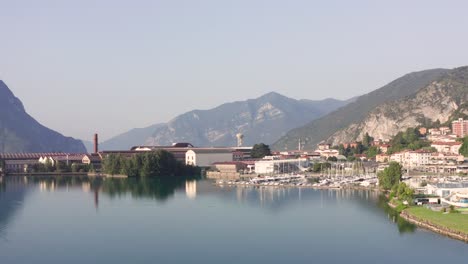 Awesome-aerial-view-of-the-Lovere-port-,Iseo-lake,Lombardy-italy