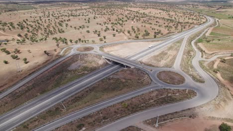 aerial over portugal's ip2 road highway network