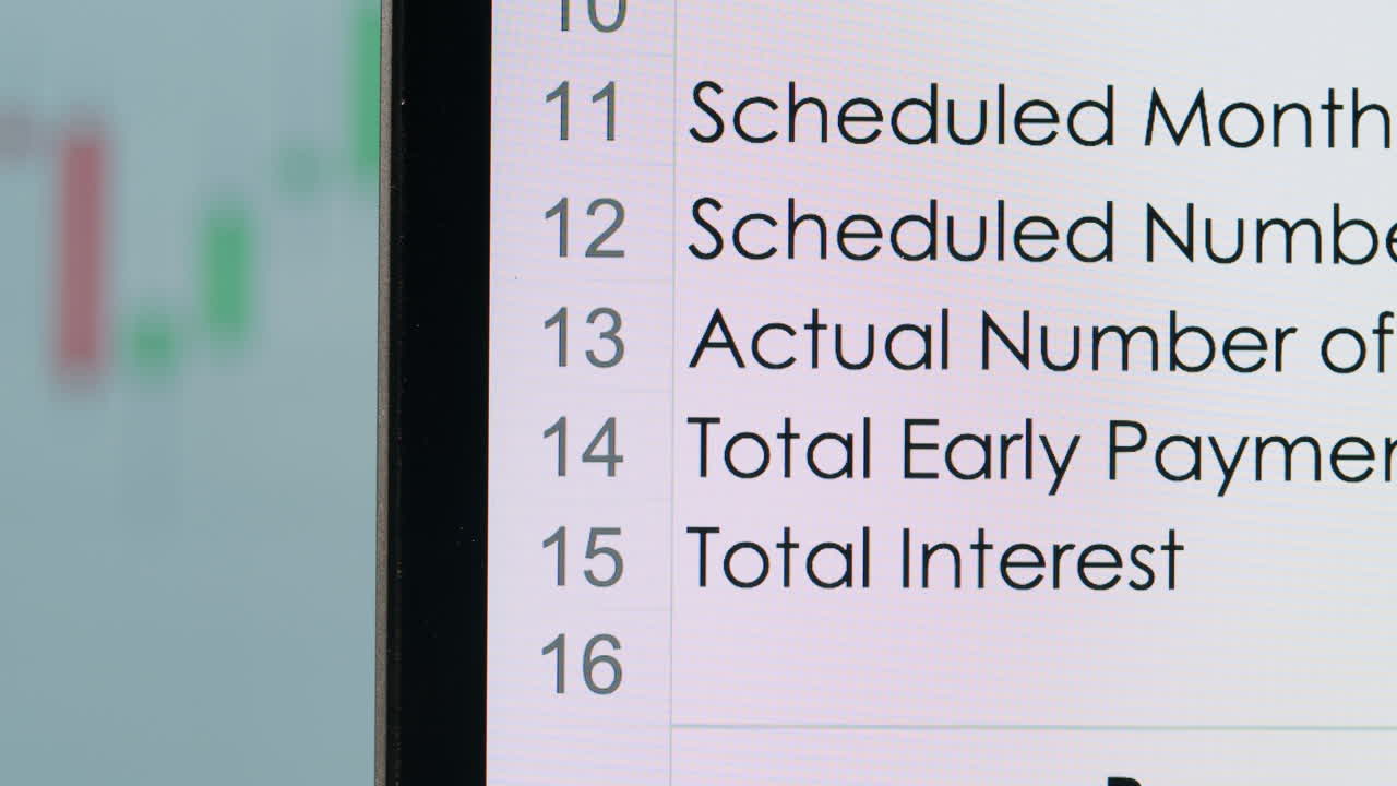 Scrolling Through Financial Data and Numbers on a Computer Screen