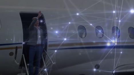 animación de la red de conexiones sobre los empresarios en el aeropuerto