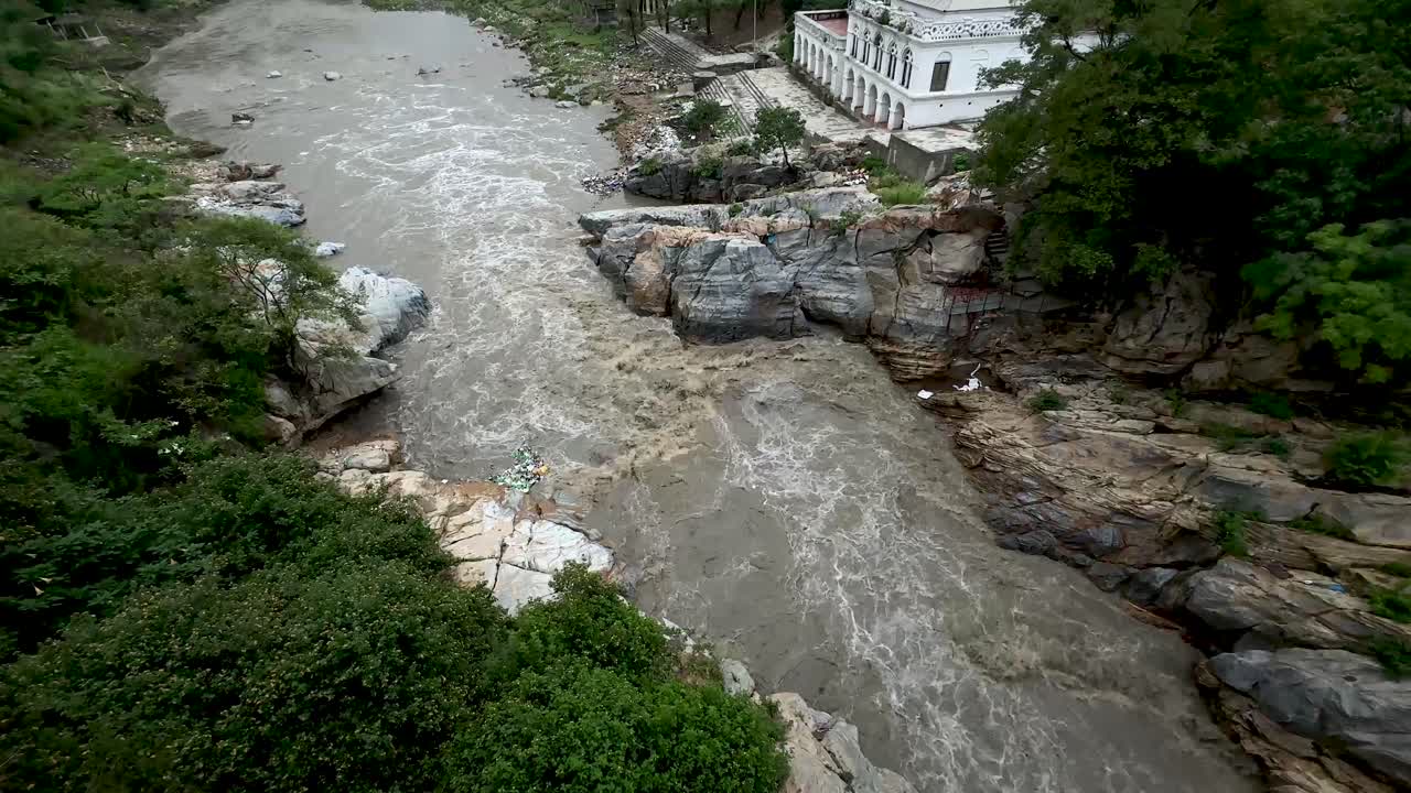 Due to the monsoon, Bagmati river flow has increased in Kathmandu, Nepal