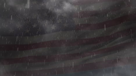 Animation-of-rain-falling-over-flag-of-usa