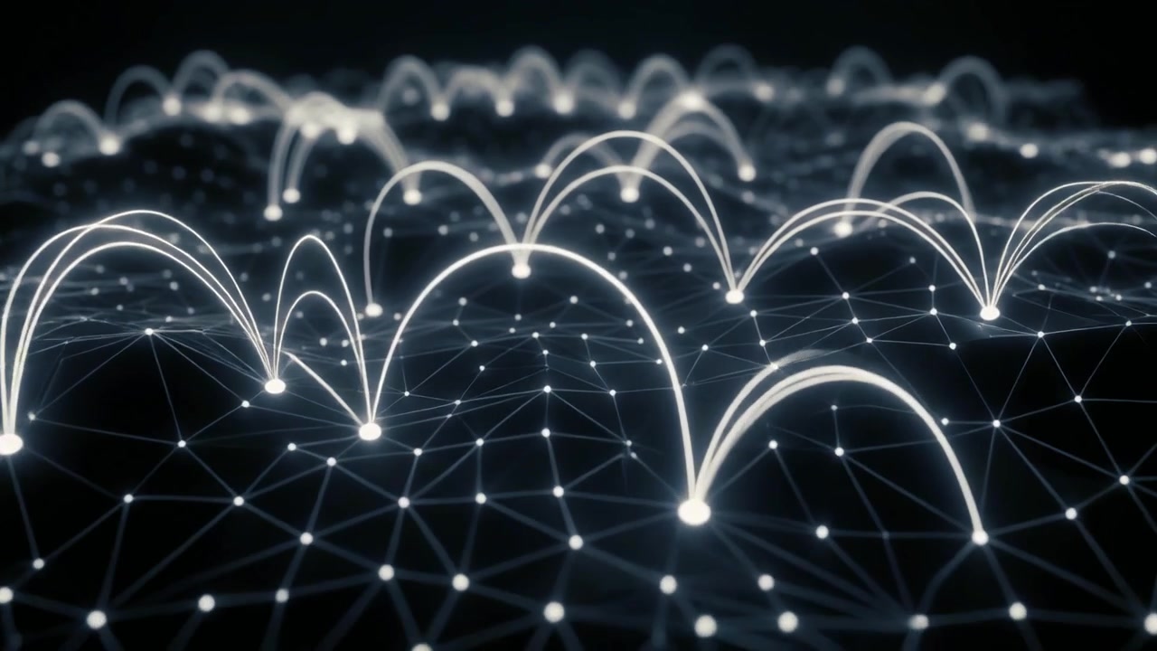 Abstract Digital Network Connection with Glowing Data Nodes