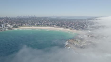fog blanketing bondi suburb, creating mysterious ambiance at the iconic beach in new south wales, australia