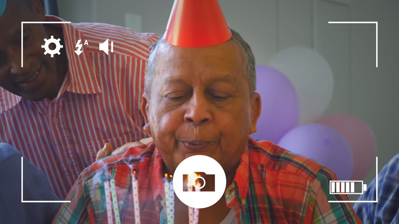 Taking photos of a birthday party on a digital camera