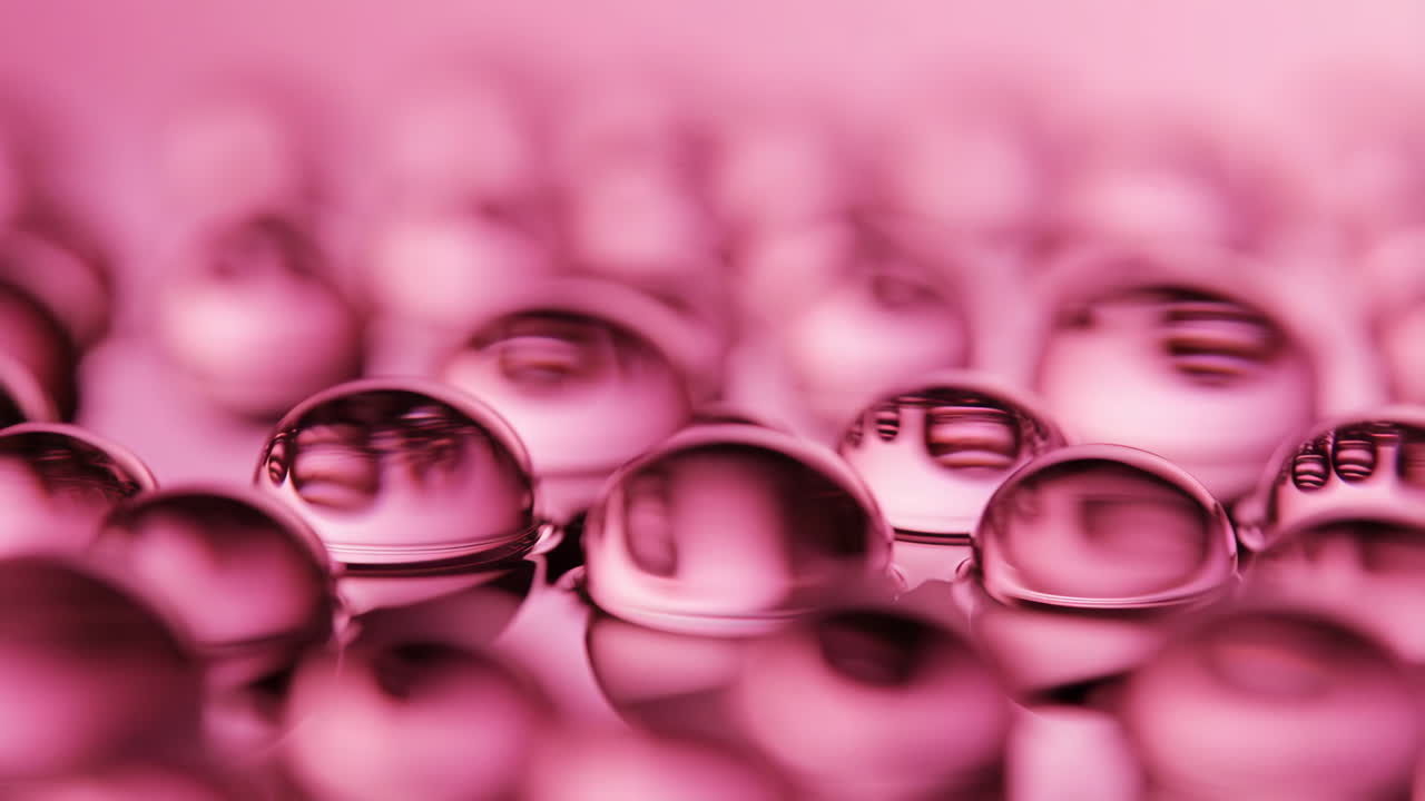 Abstract Macro Shot of Pink Water Droplets with Bokeh Effect