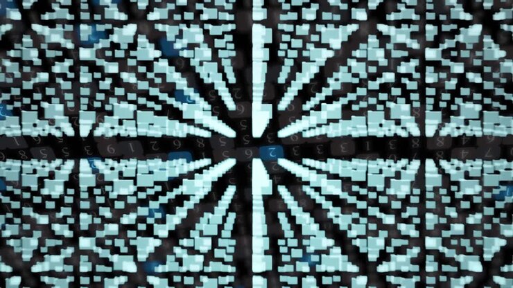 Animation of network of connections with icons over dark background