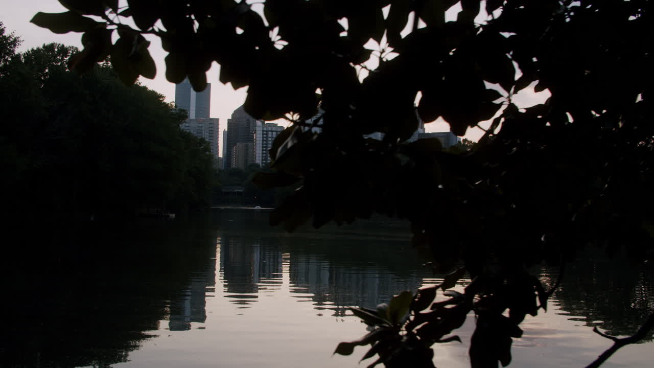 Atlanta Skyline Reflected in a Lake at Sunset