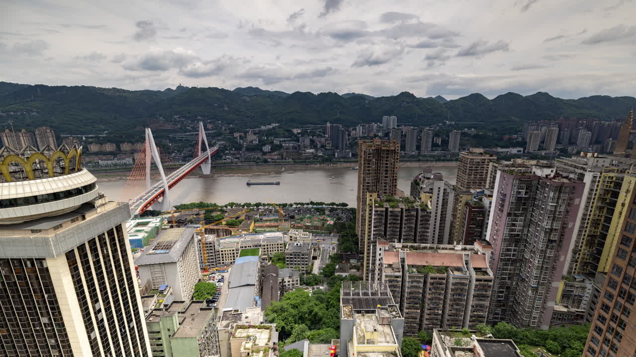 Timelapse of the amazing Chongqing city skyline from a high vantage point