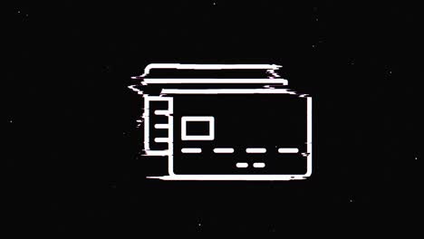 línea bussines y finanzas hud símbolo holográfico en pantalla de televisión digital vieja animación de glitch de bucle sin costuras. corazones. retro dinámico y alegre. imágenes de video coloridas y vintage.