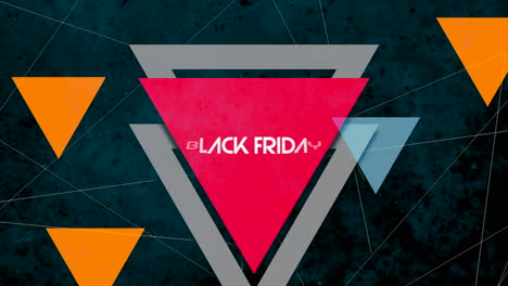 modern black friday text with triangles pattern on black gradient