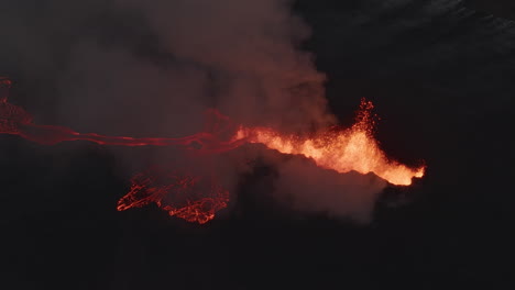 aerial view of a volcanic eruption