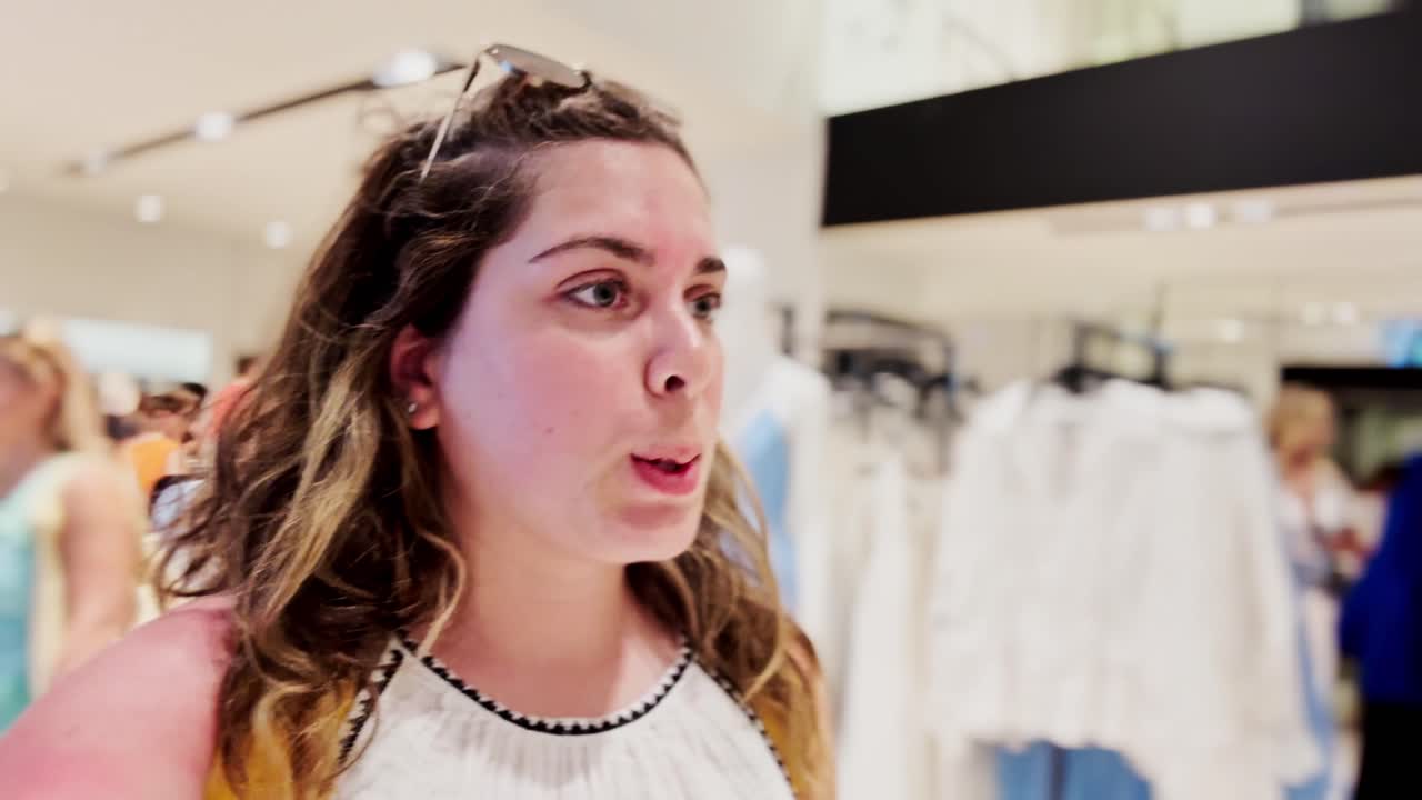 Young Woman Shopping in Modern Clothing Store