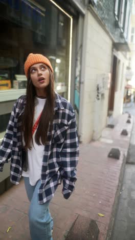 young woman in urban street style