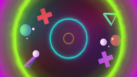 animación de formas abstractas sobre formas de neón