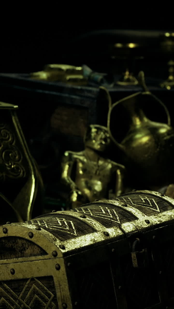 Enchanted chamberglittering treasures and ancient relics fill a shadowy space