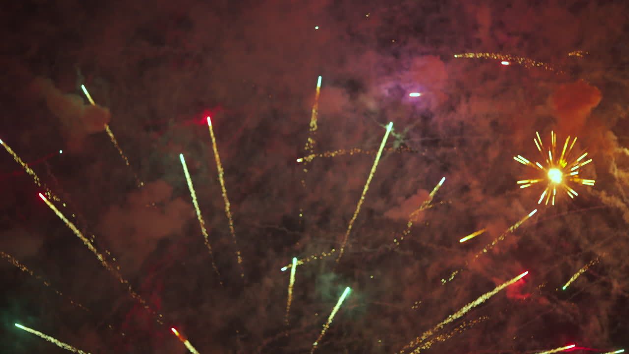 Colorful Fireworks Exploding in the Night Sky