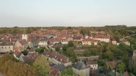 labelled one of les plus beaux villages de france , an aerial point of view of the village of angles sur l’anglin