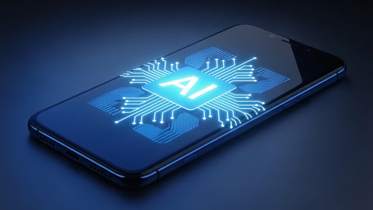 Exploring the Future of Technology: A Stunning Visual Representation of Artificial Intelligence on a Smartphone with Intricate Circuit Designs and Modern Aesthetic Touches