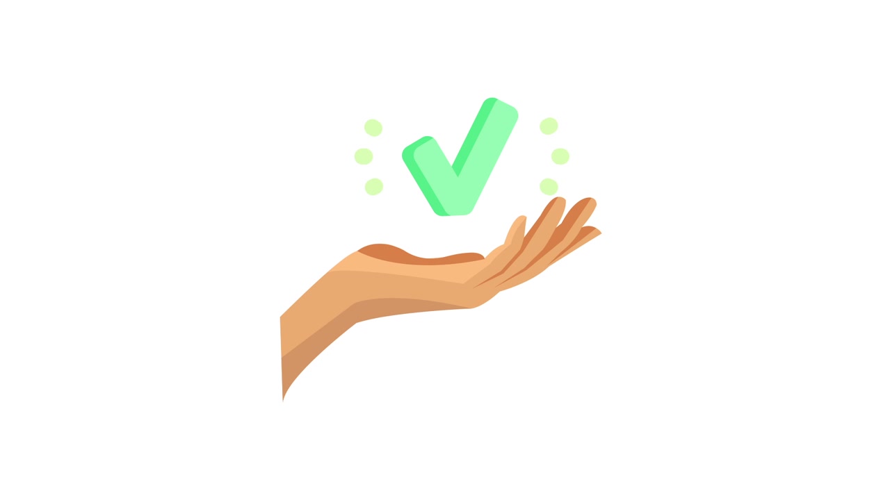 Animated Hand with Green Checkmark for Approval