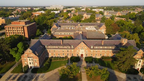 snyder hall and student housing of michigan state university, aerial view