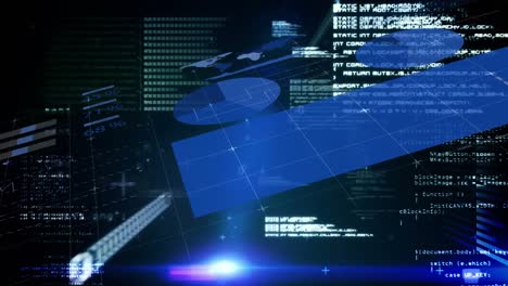 Animation of data processing on black background