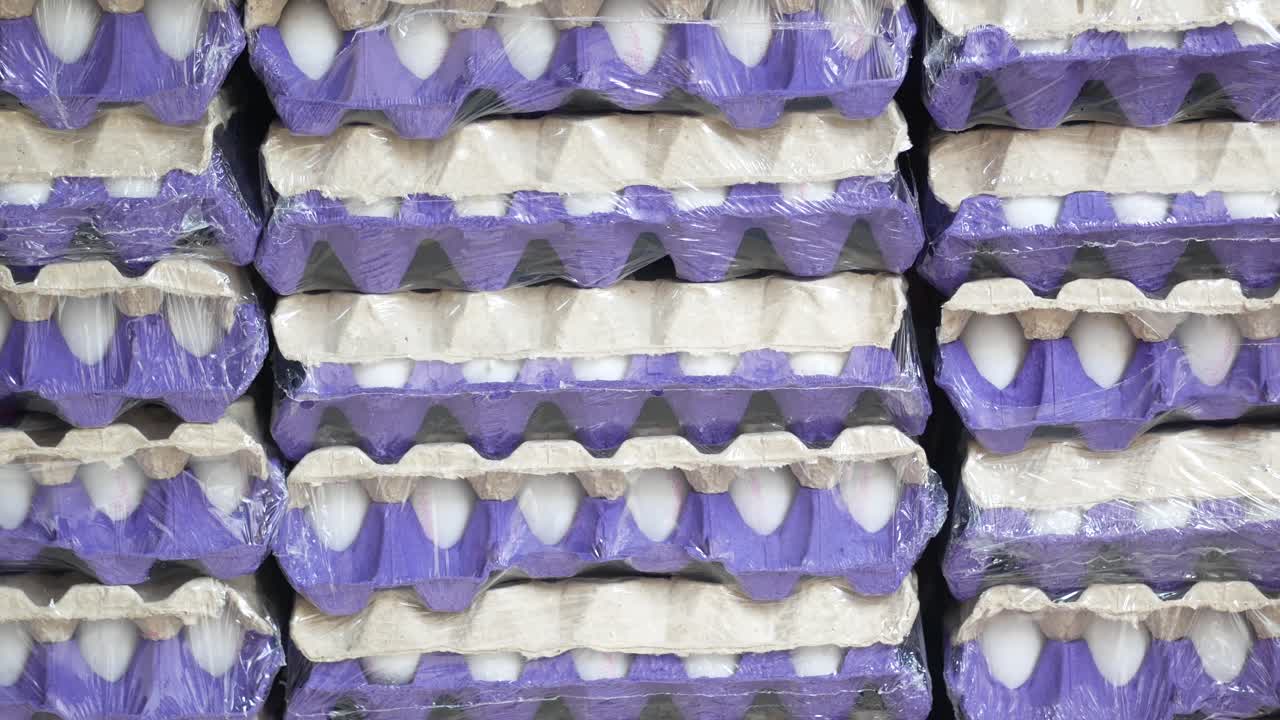 Stacks of Purple Egg Cartons