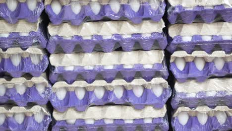 stacks of purple egg cartons