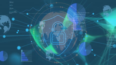 animación del icono del candado, el globo y el procesamiento de datos