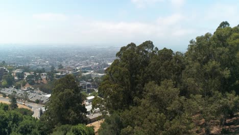berkeley hills aerial over trees to reveal uc berkeley northern california