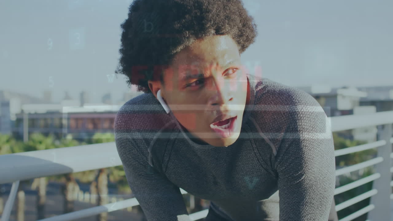 이중 인종 달리기자의 휴식에 대한 데이터 처리의 애니메이션