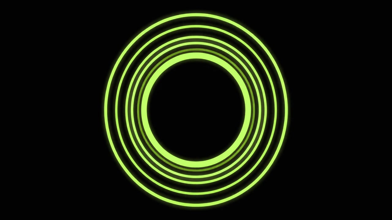 Animated Green Concentric Circles Expanding on Black Background