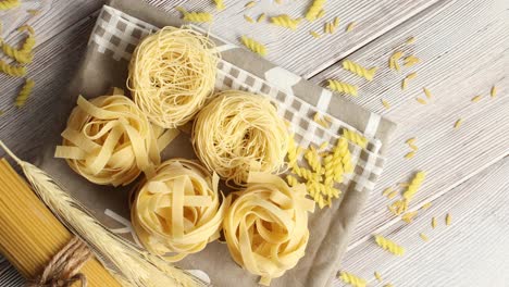 different sort of pasta on napkin