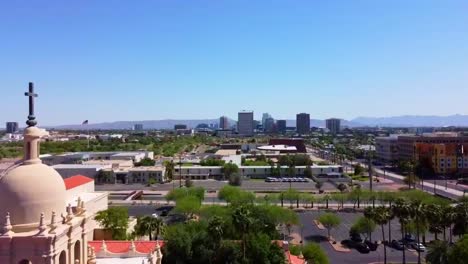 A-fly-by-shot-of-a-church-in-Arizona