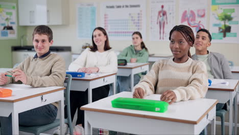 students laughing in a classroom setting
