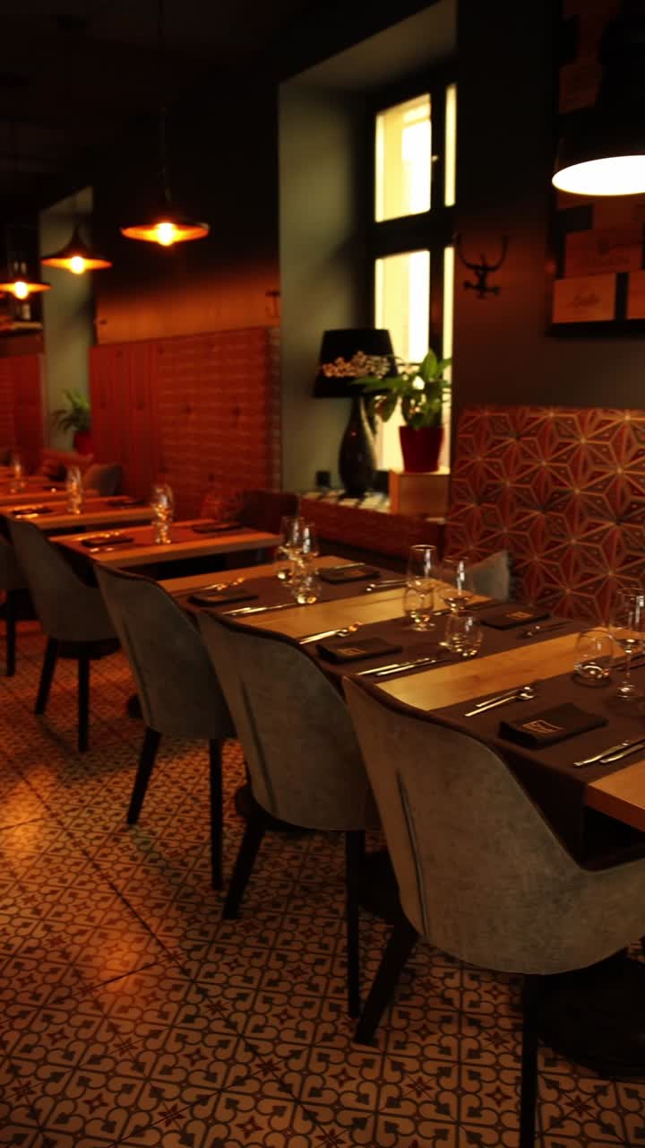 Restaurant Interior with Tables and Chairs